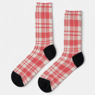 Modern Red & White Pattern Socks