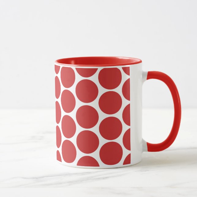 MODERN RED, WHITE POLKA DOTS MUG (Right)