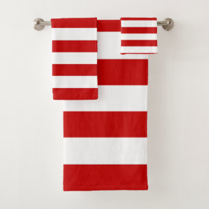 Modern Red White Stripes Geometric Pattern Bath Towel Set