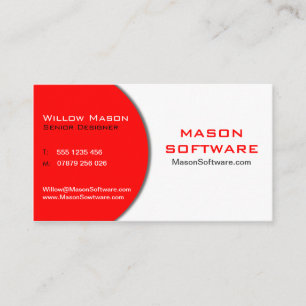 Modern Red & White Technology Business Card