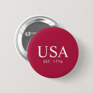 Modern Red White USA Established 1776 6 Cm Round Badge