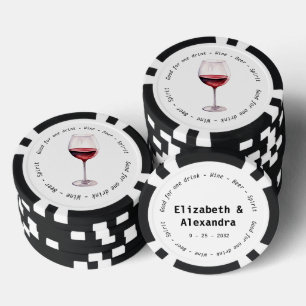 Modern Red Wine Drink Voucher Wedding Poker Chips