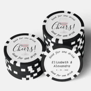 Modern Red Wine Drink Wedding Poker Chips