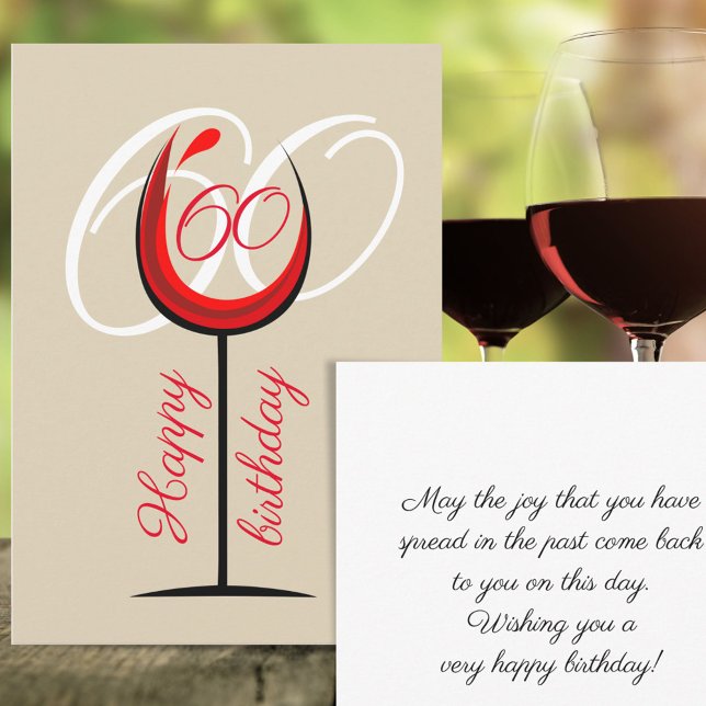 Modern Red Wine Glass 60th Birthday (Creator Uploaded)