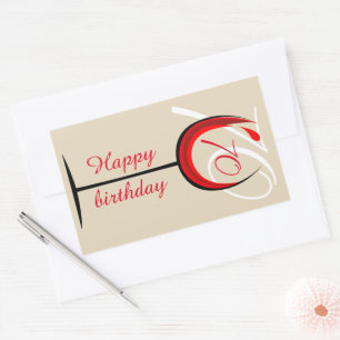 Modern Red Wine Glass Script 70th Birthday   Rectangular Sticker