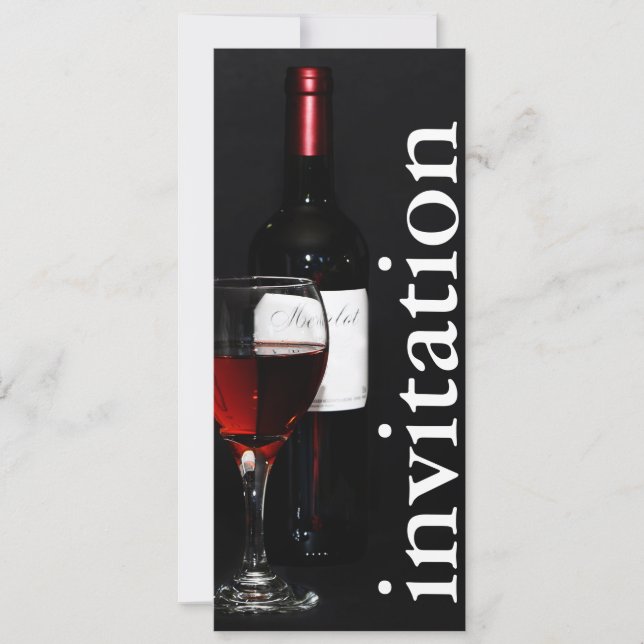 modern red wine glass - winetasting bridal shower invitation (Front)