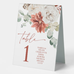 Modern Red Winter Christmas Table Number Card
