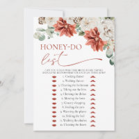 Modern Red Winter Honey Do List Bridal Shower Game