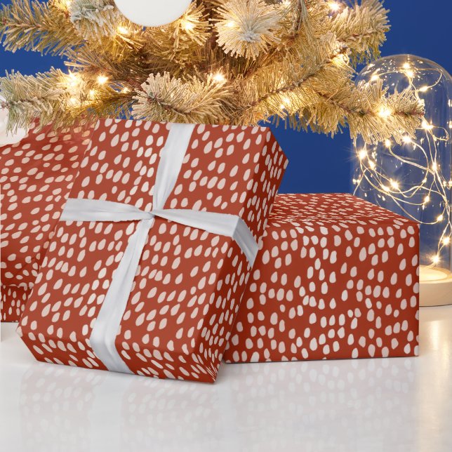 Modern Red With White Spots Pattern Wrapping Paper (Holidays)