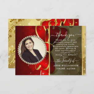 Modern Red Wrap Funeral Thank You Card