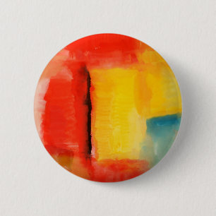 Modern Red Yellow Abstract Painting 6 Cm Round Badge