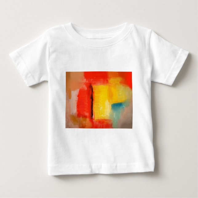 Modern Red Yellow Abstract Painting Baby T-Shirt (Front)