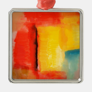 Modern Red Yellow Abstract Painting Metal Tree Decoration