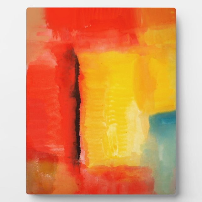 Modern Red Yellow Abstract Painting Plaque (Front)