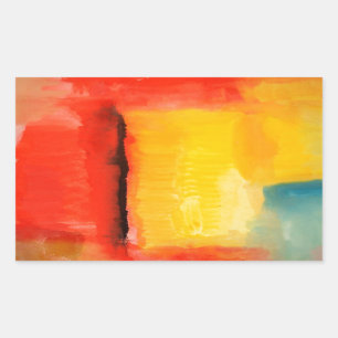 Modern Red Yellow Abstract Painting Rectangular Sticker