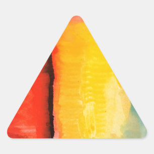 Modern Red Yellow Abstract Painting Triangle Sticker