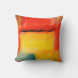 Modern Red Yellow Blue Colourful Abstract Painting Cushion