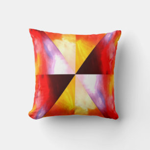 Modern Red Yellow Brown Colourful Abstract Cushion