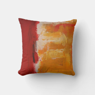 Modern Red Yellow White Colourful Abstract Paintin Cushion