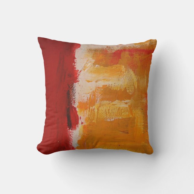 Modern Red Yellow White Colourful Abstract Paintin Cushion (Front)