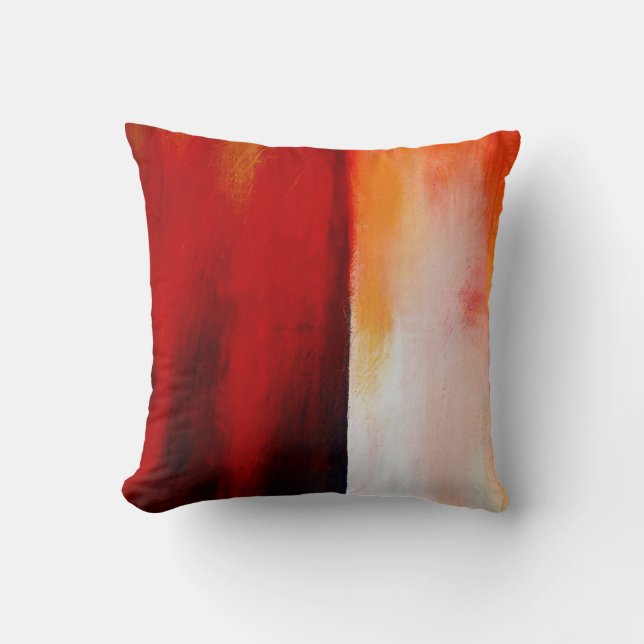 Modern Red Yellow White Colourful Abstract Paintin Cushion (Front)