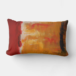 Modern Red Yellow White Colourful Abstract Paintin Lumbar Cushion