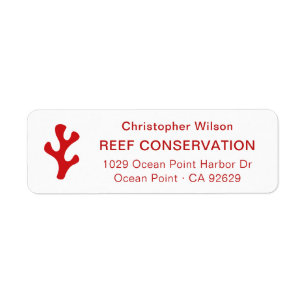 Modern Reef Logo Red White Business Return Address Label