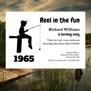 Modern Reel in the Fun Fisherman 60th Birthday Invitation