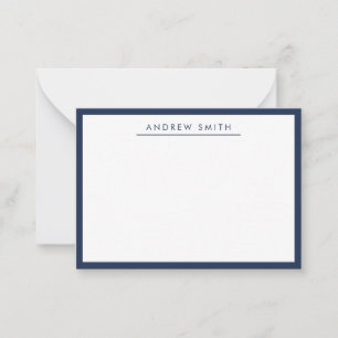 Modern Refined Navy Blue Line Classic Minimalist Card