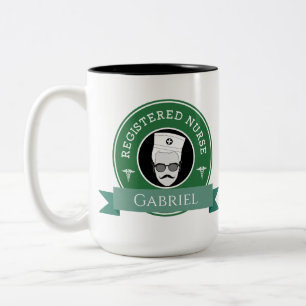 Modern Registered Nurse RN Personalized Badge Logo Two-Tone Coffee Mug