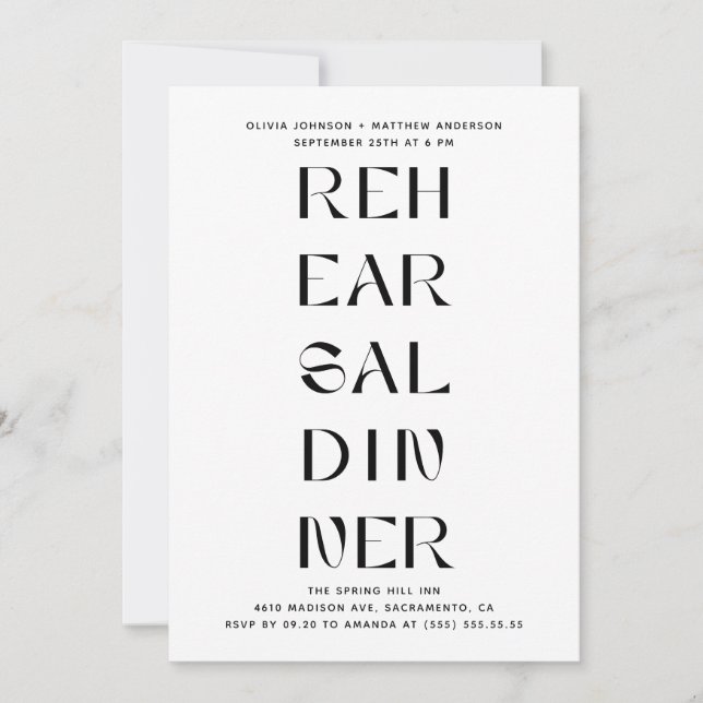 Modern Rehearsal Dinner | Editorial Typography Invitation (Front)