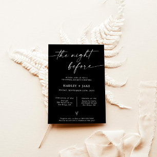 Modern Rehearsal Dinner Invite Black Night Before
