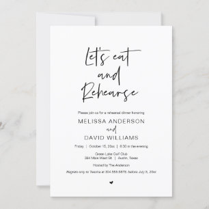 Modern Rehearsal Dinner, Lets eat and rehearse Invitation