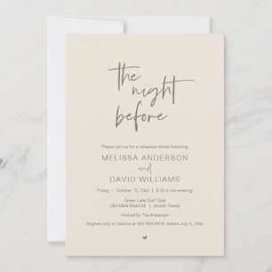 Modern Rehearsal Dinner Party, The night before Invitation