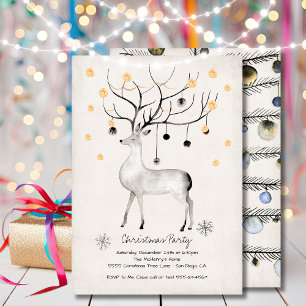 Modern Reindeer ornaments Christmas Party Invitation
