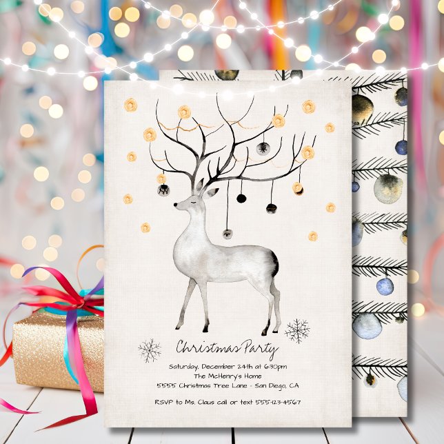 Modern Reindeer ornaments Christmas Party Invitation (Creator Uploaded)