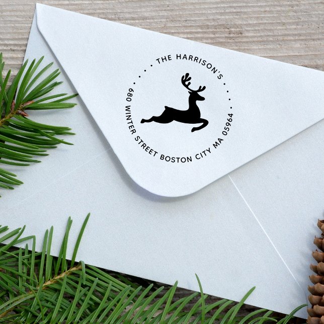 Modern Reindeer Return Address Rubber Stamp (Modern Reindeer Return Address Rubber Stamp)