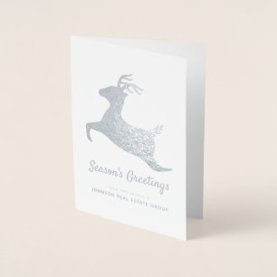 Modern Reindeer Sillhouette   Holiday Greetings Foil Card