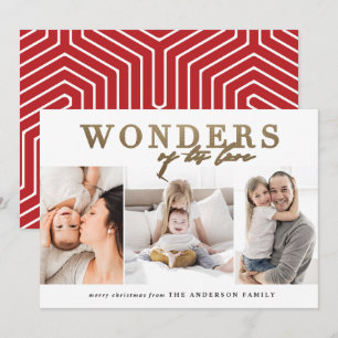 Modern religious chic gold multi photo christmas holiday card