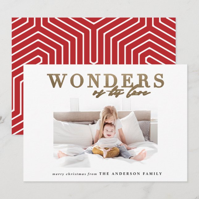 Modern religious chic gold multi photo Christmas Holiday Card (Front/Back)