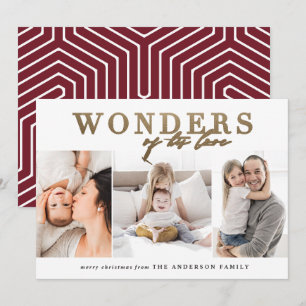 Modern religious chic gold multi photo christmas holiday card