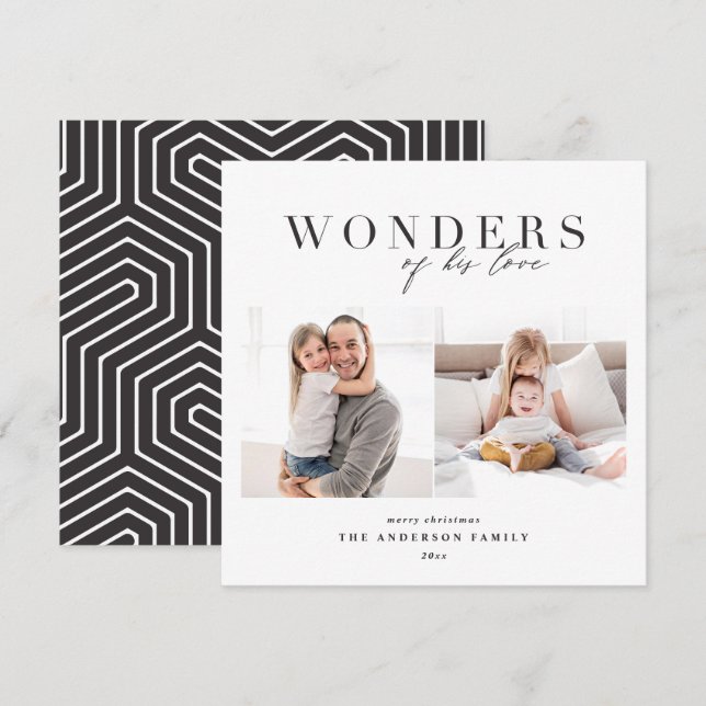 Modern religious chic multi photo christmas holiday card (Front/Back)