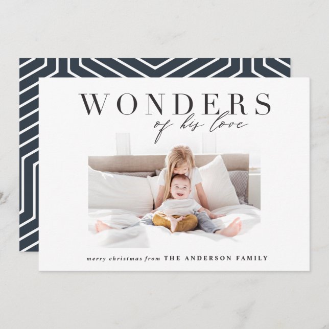 Modern religious chic multi photo christmas holiday card (Front/Back)