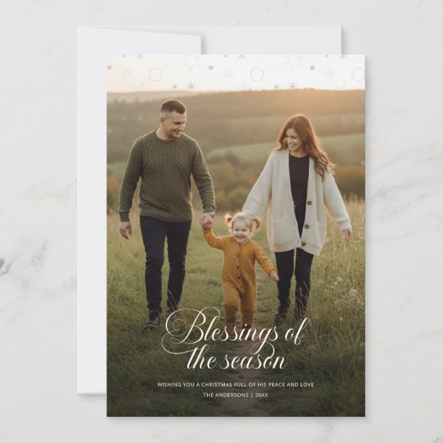 Modern Religious Christian Family Photo Christmas Holiday Card (Front)