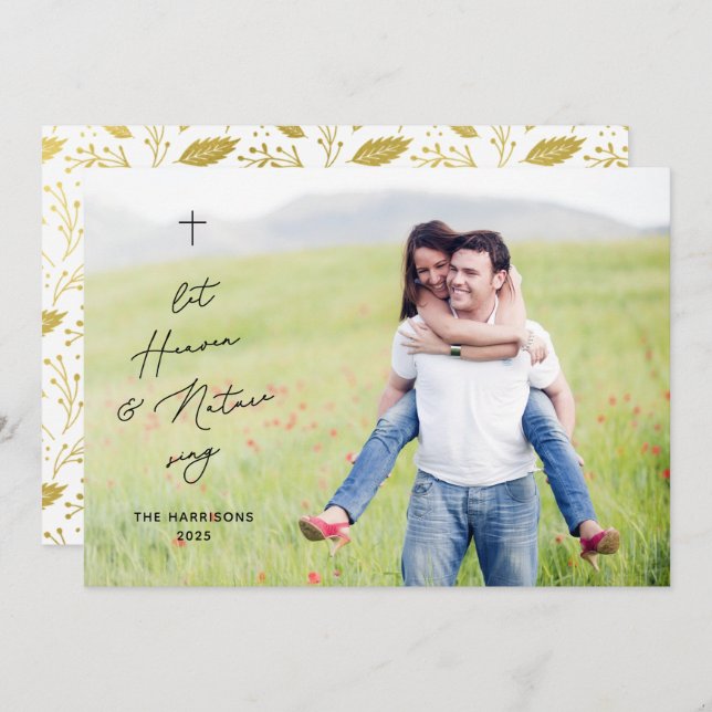 Modern Religious Christmas Heaven & Nature Photo Holiday Card (Front/Back)