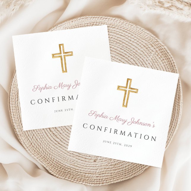 Modern Religious Cross Girl Confirmation  Napkin (Modern Religious Cross Girl Confirmation Napkins)