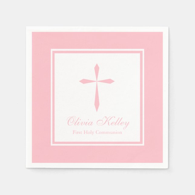 Modern Religious Cross, Pink Napkin (Front)