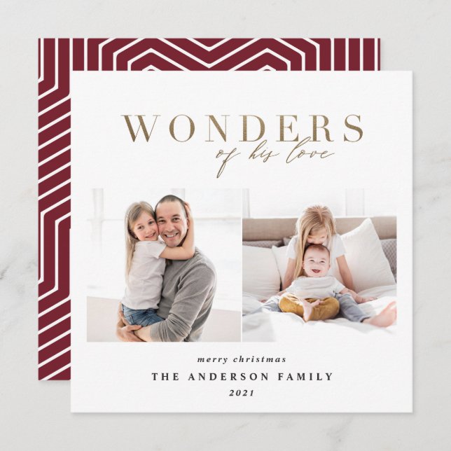 Modern religious gold chic multi photo christmas holiday card (Front/Back)