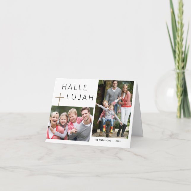 Modern Religious Hallelujah Christmas Photo Card (Front)