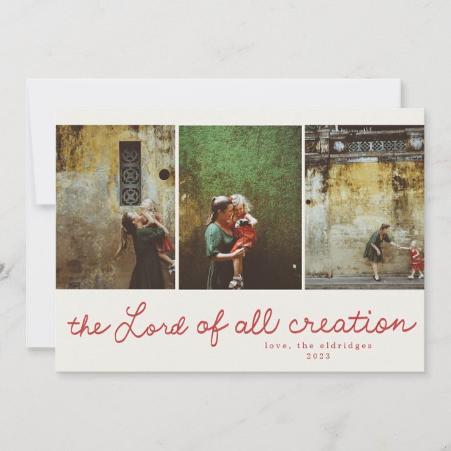 Modern Religious Handwritten Christmas Photo Card (Front)